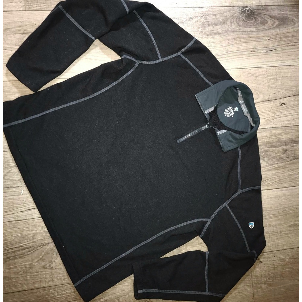 Kuhl Revel Mens XXL Black 1/4 Zip Performance‎ Fleece Pullover Sweater RN 108846